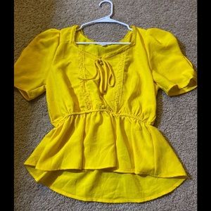 E & M bright yellow blouse